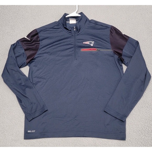 New England Patriots Nike Jacket Mens Large 1/4 Zip On‎ Field Apparel Dri-Fit - Picture 1 of 11